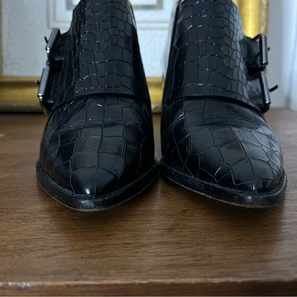 Tibi Black Croc Embossed Buckle Billie Bootie Womens Size 35 / US 5 - Picture 4 of 11